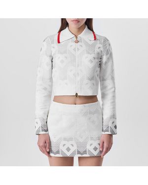 CASABLANCA Gradient Heart Monogram Cotton Long Sleeve Boucle Jacket - Grey