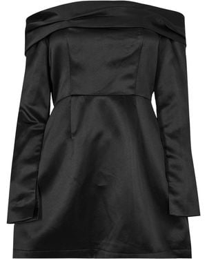 Odd Muse Satin Bardot Mini Dress - Black