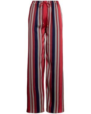 Ralph Lauren Striped Charmeuse Wide-Leg Trousers - Red