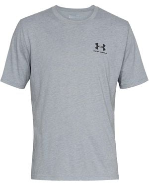 Under Armour Sportstyle Left Chest Short Sleeve Super Soft T Shirt For Training And Fitness, Fast-drying T Shirt With Graphic - Grey