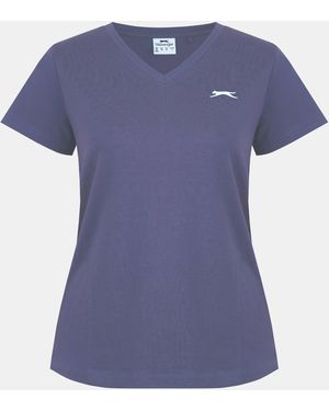 Slazenger 1881 Ladies V Neck Tee Shirt - Blue