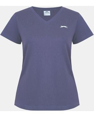 Slazenger 1881 Ladies V Neck Tee Shirt - Blue
