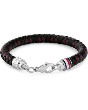 Tommy Hilfiger Braided Leather Bracelet - Black