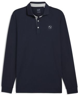 PUMA Cloudspun Long Sleeve Midweight Performance Polo Shirt - Blue