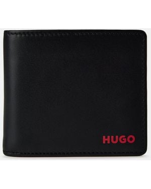 HUGO Subway Leather Bi-Fold Card Wallet - Black