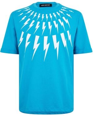 Neil Barrett Lightning Bolt T Shirt - Blue