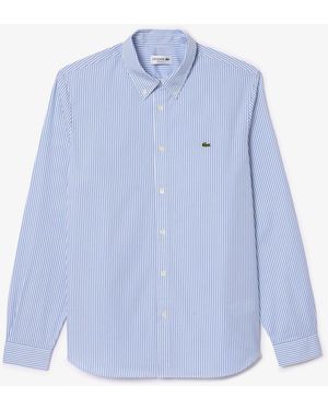 Lacoste Regular-Fit Striped Cotton Shirt - Blue