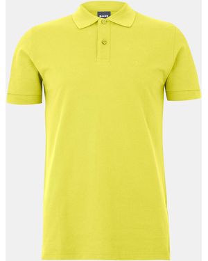 BOSS Pallas Cotton Short Sleeve Polo Shirt - Yellow