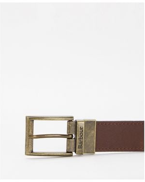 Barbour Reversible Tartan Leather Belt - Brown