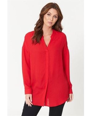 Be You Long Sleeve V Neck Blouse - Red