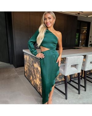 AX Paris One Shoulder Asymmetric Hem Cut Out Midi Dress - Green