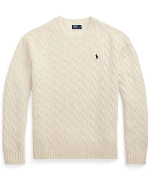Polo Ralph Lauren Cable Crew Neck Jumper - White