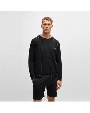 BOSS Embroidered Logo Zip-up Hoodie - Black