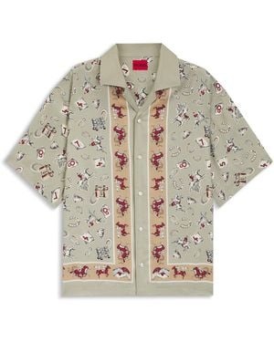 HUGO Long Sleeve Patterned Shirt - Grey