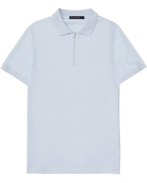 French Connection Zip Up Pique Polo Shirt - Blue