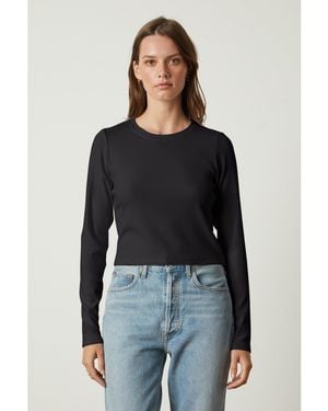 Velvet By Graham & Spencer Regular Fit Ribbed T-Shirt - Black