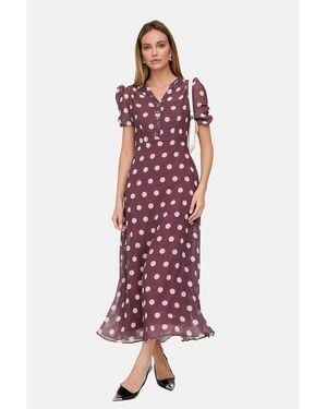 Lily and Lionel Julia Button Down Polka Dot Print Maxi Dress - Red