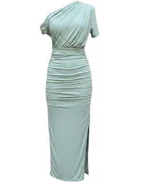 AX Paris Off The Shoulder Draped Top Midi Dress - Green
