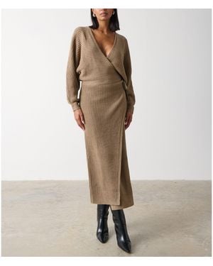 aurelia dress in ivory astr the label Aurelia Satin V-Neck Midi Dress