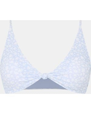 Jack Wills Knot Front Crop Top Bikini - Blue