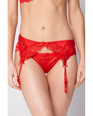Valbonne Floral Lace Suspender Belt - Red