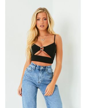 Missy Empire Ring Detail Cut Out Top - Blue