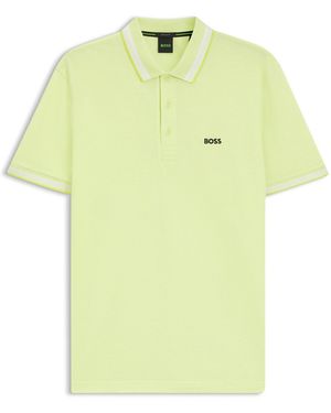 BOSS Paddy Polo Shirt With Contrast Tipping - Yellow