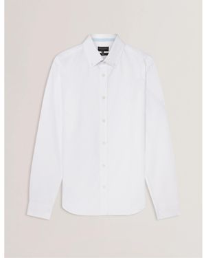 Ted Baker Long-Sleeve Oxford Plain Shirt - White