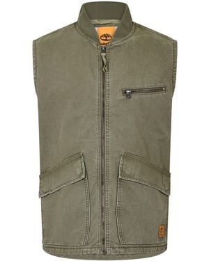 Timberland Washed Canvas Gilet - Green