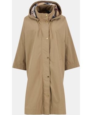 Barbour Everlee Showerproof Hooded Long Sleeve Knee Length Rain Anorak - Natural