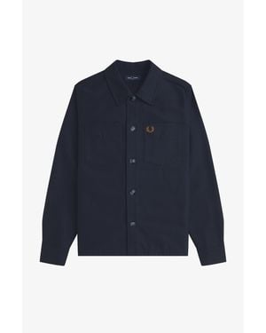 Fred Perry Brushed Twill Overshirt - Blue