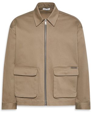 Calvin Klein Ribbed Harrington Jacket - Natural