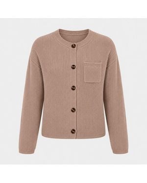 I Saw It First Half Ribbed Knit Cardigan - Natural
