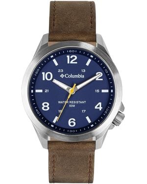 Columbia Self Select 44mm Quartz Blue Dial Brown Leather Strap S Watch