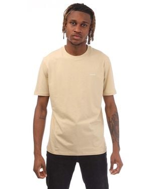 HUGO Logo Print T Shirt - Natural