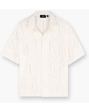 Represent Rep All Over Crochet Cotton Short Sleeve Shirt - White