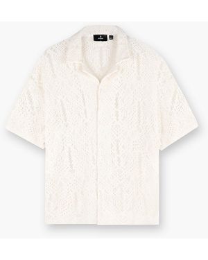 Represent Rep All Over Crochet Cotton Short Sleeve Shirt - White