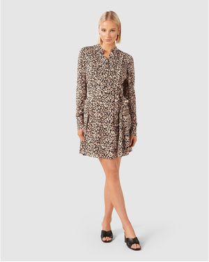 Forever New Perry Shirt Godet Dress - Brown