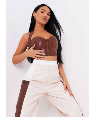 Missy Empire Pu Halterneck Crop Top - Pink