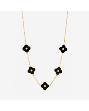 Jon Richard Plated And Jet Polished Clover Necklace - Metallic