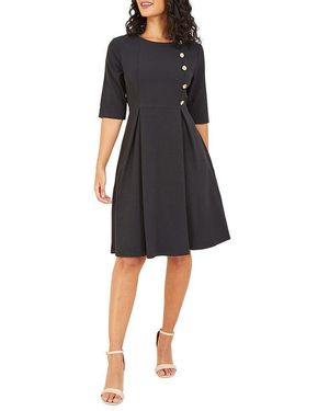 Yumi' Button Skater Dress - Black