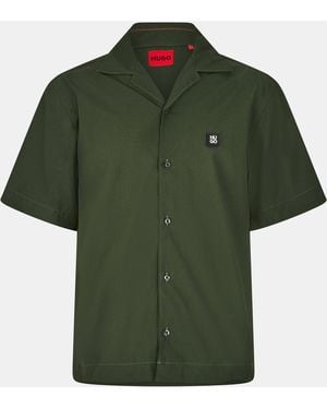 HUGO Espino Button-Front Overshirt - Green