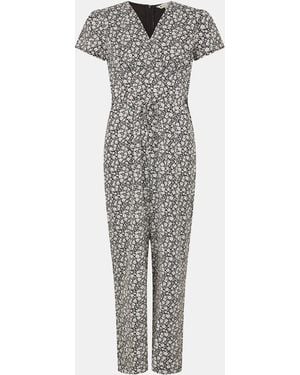 Yumi' Ditsy Floral Wrap Jumpsuit - Grey
