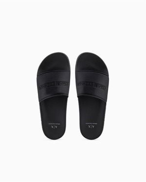 ARMANI EXCHANGE Pool Sliders - Black