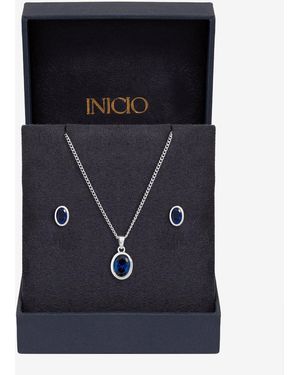 Inicio Sterling Plated Oval Bezel Set - Blue