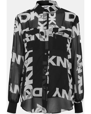 DKNY Long Sleeve Patterned Shirt - Black