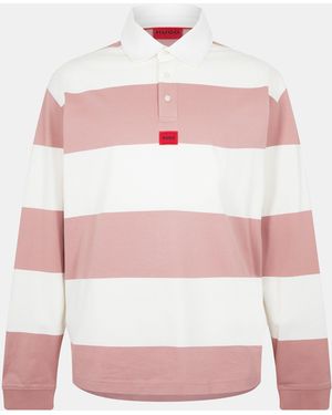HUGO Diragbi Cotton Short Sleeve Rugby Polo Shirt - Pink