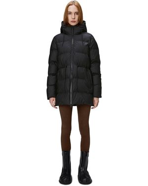 Rains Alta Water-Resistant Insulated Long Puffer Jacket - Black