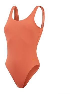 Speedo Textured Belted Deep U-Back One Piece Swimsuit - Orange