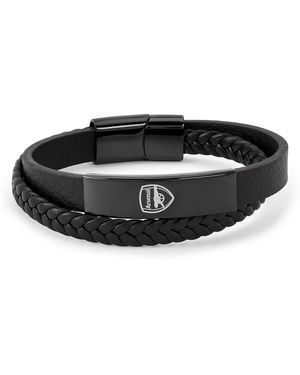 Team Officially Licensed Stainless Steel And Leather Ip Bracelet - Black
